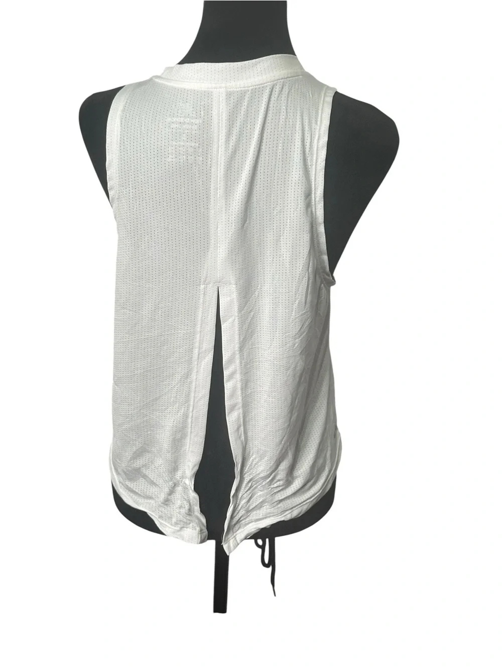 New Balance Women’s S White Mesh Open Back Running Tank Top Tie Workout Athletic